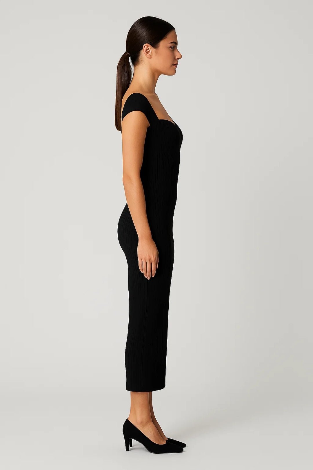Women Midi Dress Bodycon Fit Off Shoulder Midi Length - Evergreen Outfits - Women Midi Dress