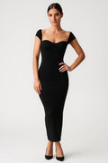 Women Midi Dress Bodycon Fit Off Shoulder Midi Length - Evergreen Outfits - Women Midi Dress