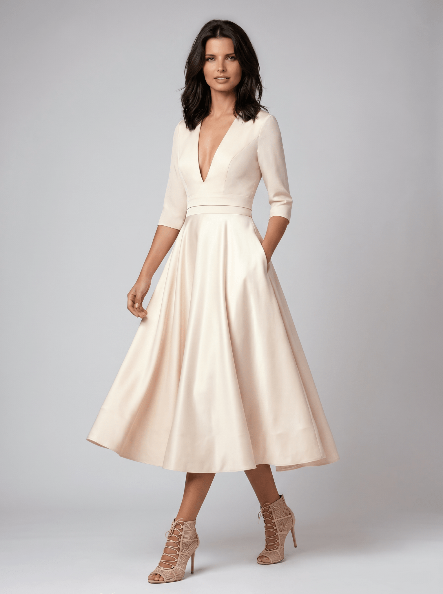 fitted bodice flared dress White / XL SIZE:8P spandex dress 44531PS: Plus Size Sparkle Featuring a floor