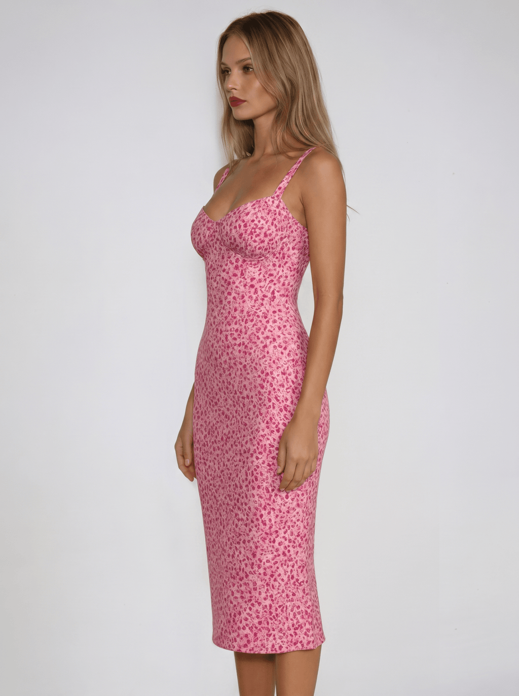 Women Midi Dress Floral Print Ruffle Strap Sleeveless - Evergreen Outfits - Women Midi Dress