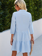 Women Midi Dress Relaxed Fit Gingham Pattern Design - Evergreen Outfits - Women Midi Dress