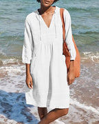 Women Midi Dress Relaxed Fit Slip On Closure Style - Evergreen Outfits - Women Midi Dress