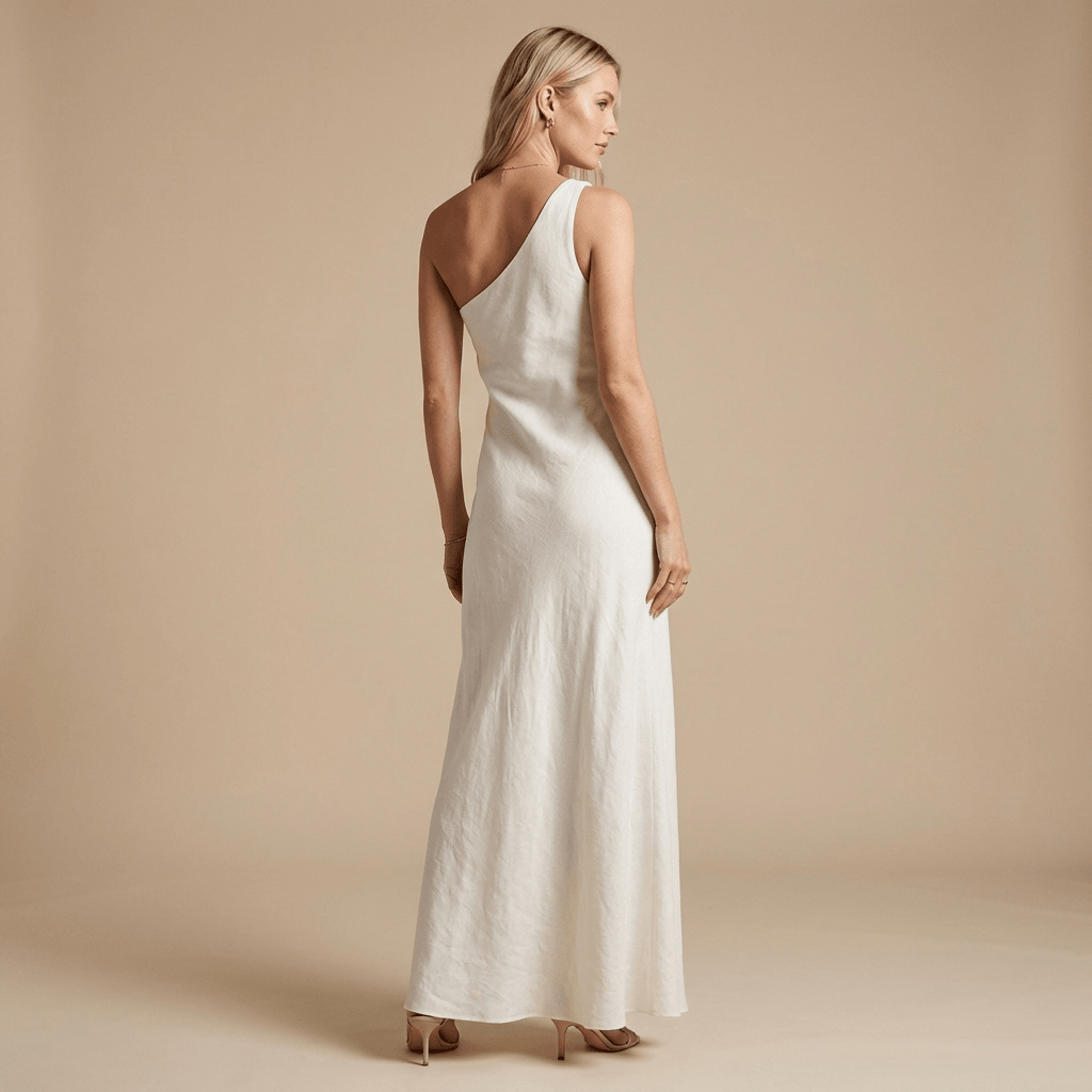 Women Midi Dress Sleeveless Linen Asymmetrical Hem Fit - Evergreen Outfits - Women Maxi Dress