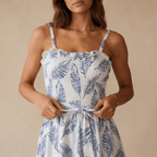 Women Midi Dress Sleeveless Ruffle Neck Tie Waist - Evergreen Outfits - Women Midi Dress