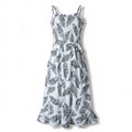 Women Midi Dress Sleeveless Ruffle Neck Tie Waist - Evergreen Outfits - Women Midi Dress