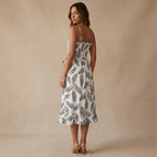 Women Midi Dress Sleeveless Ruffle Neck Tie Waist - Evergreen Outfits - Women Midi Dress
