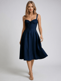 Women Midi Dress Sleeveless Sweetheart Neckline Flared - Evergreen Outfits - Women Midi Dress