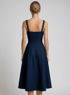 Women Midi Dress Sleeveless Sweetheart Neckline Flared - Evergreen Outfits - Women Midi Dress