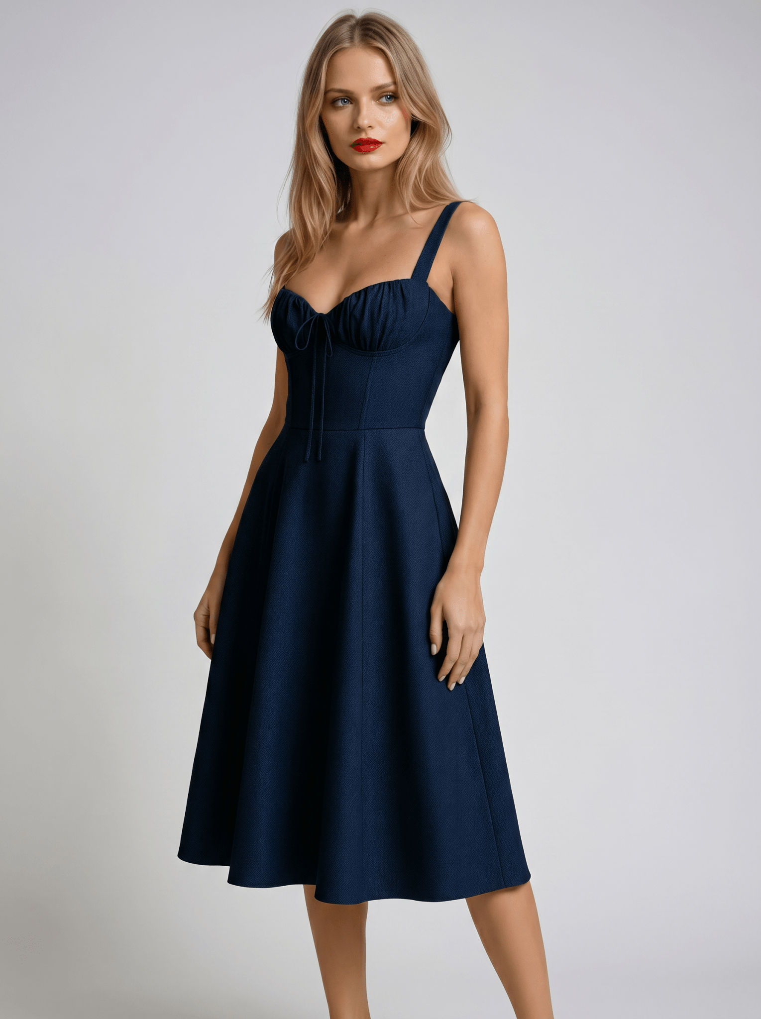 Women Midi Dress Sleeveless Sweetheart Neckline Flared - Evergreen Outfits - Women Midi Dress