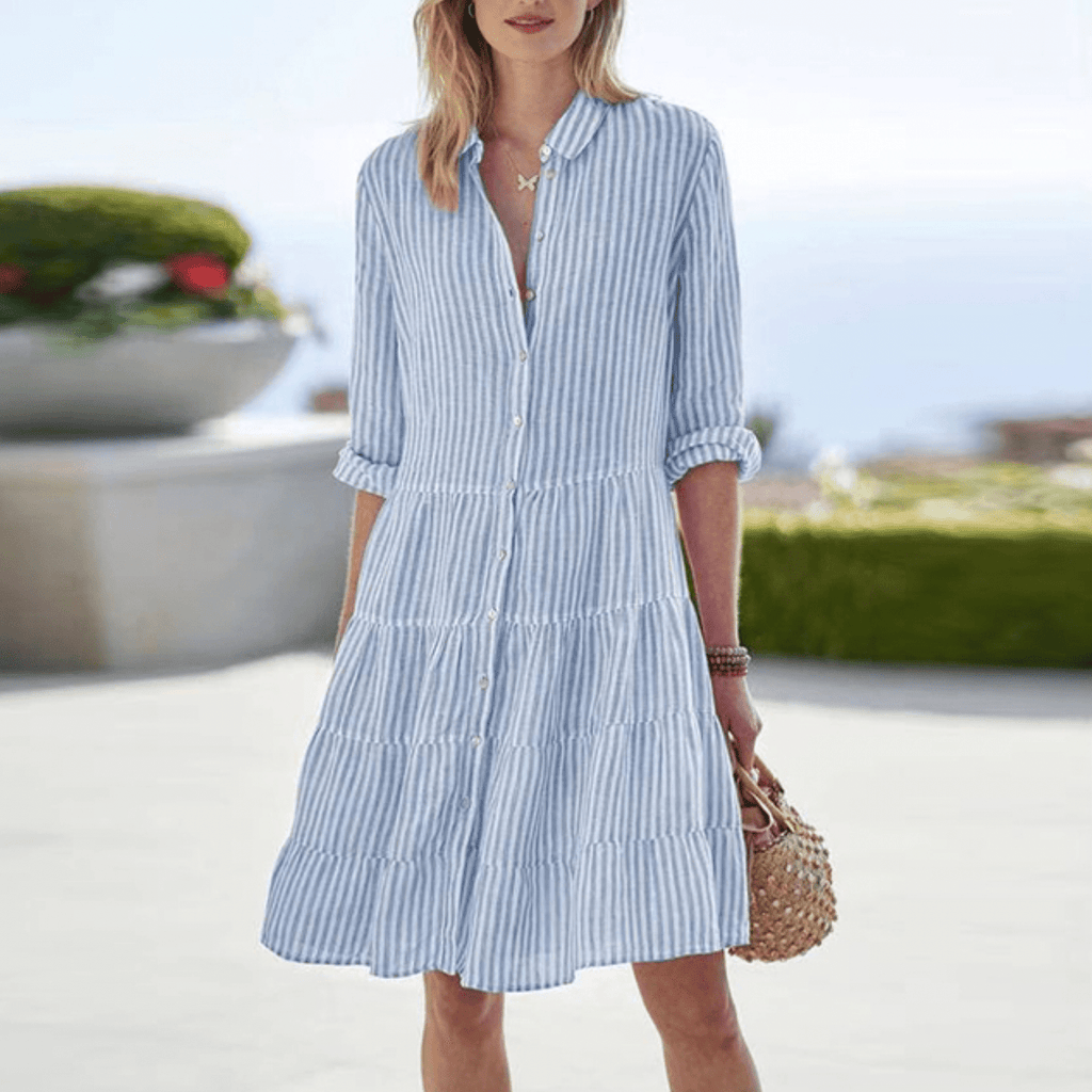 Women Midi Dress Slim Fit Defined Waist And Neckline - Evergreen Outfits - Women Midi Dress