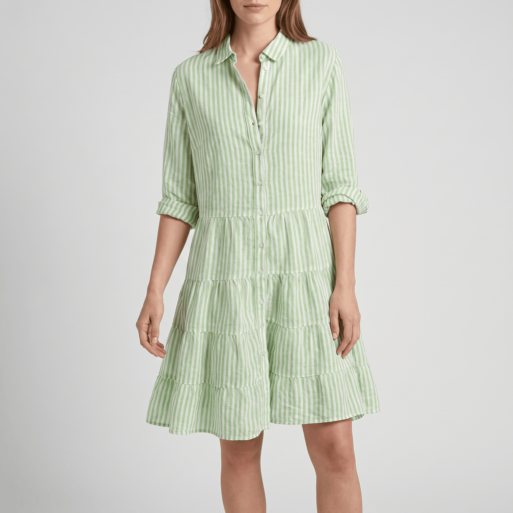 Women Midi Dress Slim Fit Defined Waist And Neckline - Evergreen Outfits - Women Midi Dress
