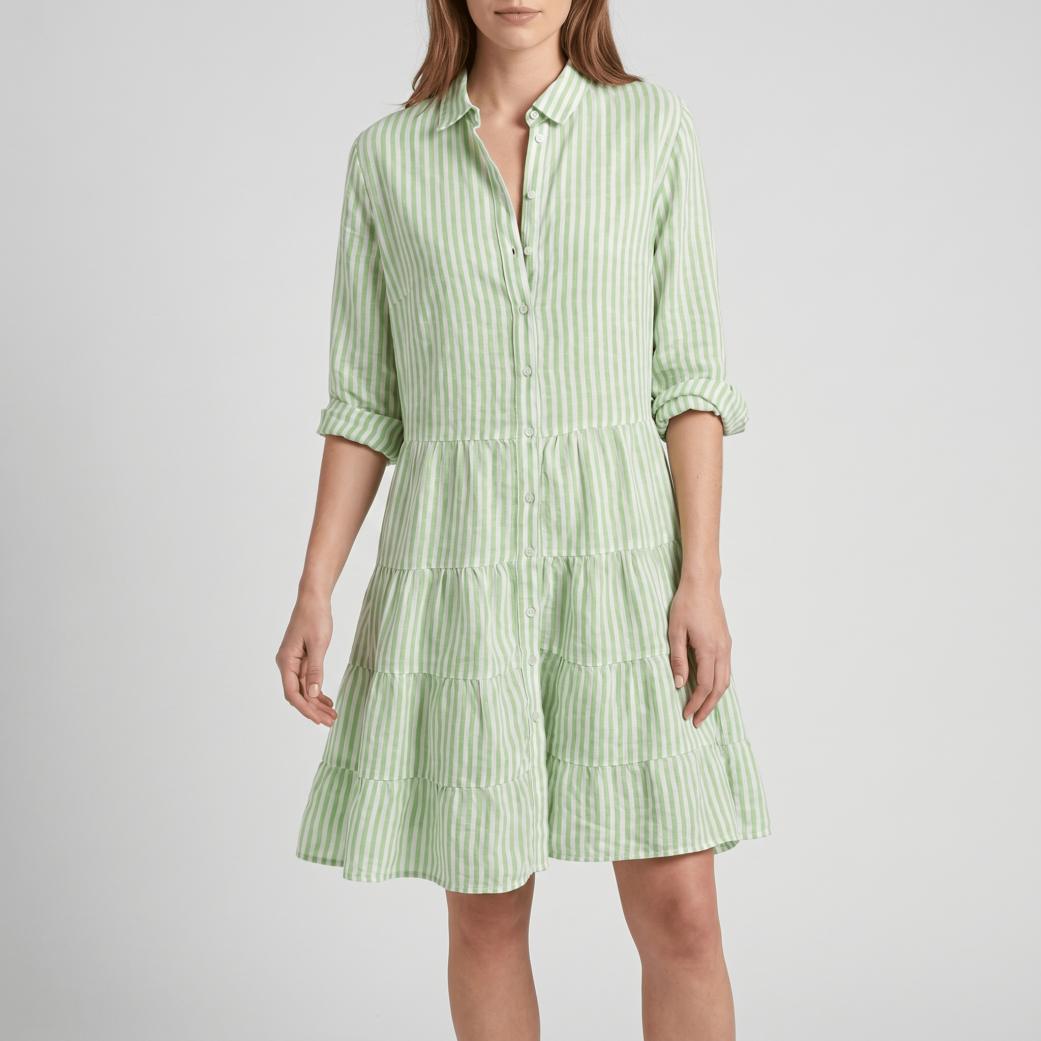 Women Midi Dress Slim Fit Defined Waist And Neckline - Evergreen Outfits - Women Midi Dress