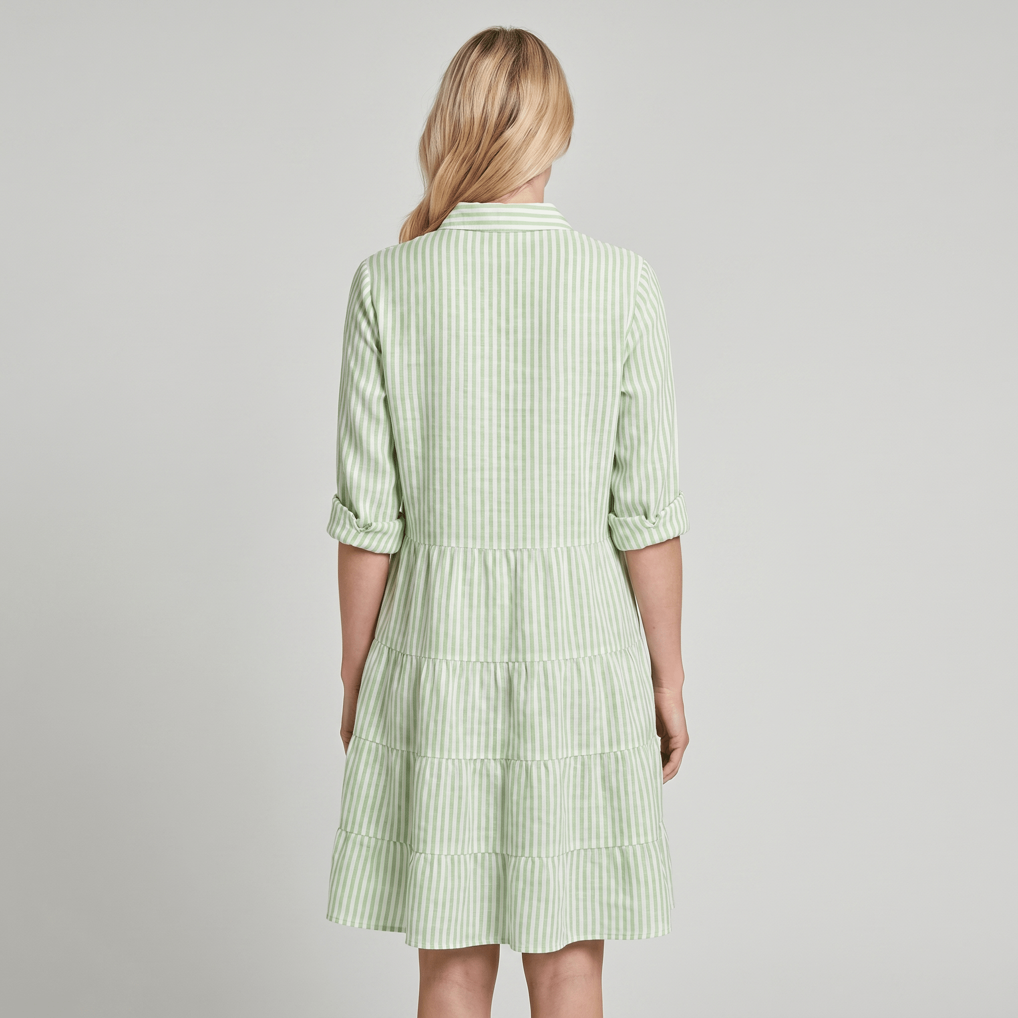 Women Midi Dress Slim Fit Defined Waist And Neckline - Evergreen Outfits - Women Midi Dress