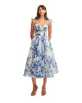 Women Midi Dress Sweetheart Neck Tie Strap Corset Back - Evergreen Outfits - Women Midi Dress
