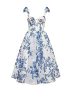 Women Midi Dress Sweetheart Neck Tie Strap Corset Back - Evergreen Outfits - Women Midi Dress