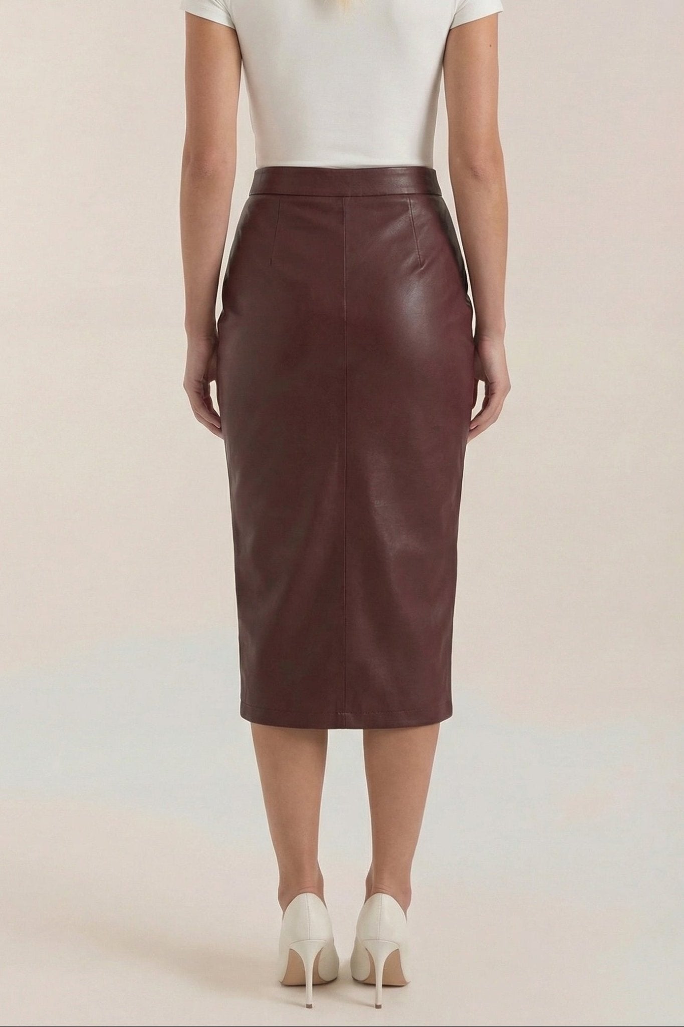 Women Midi Skirt Draped Design Front Slit Detail - Evergreen Outfits - Women Skirt