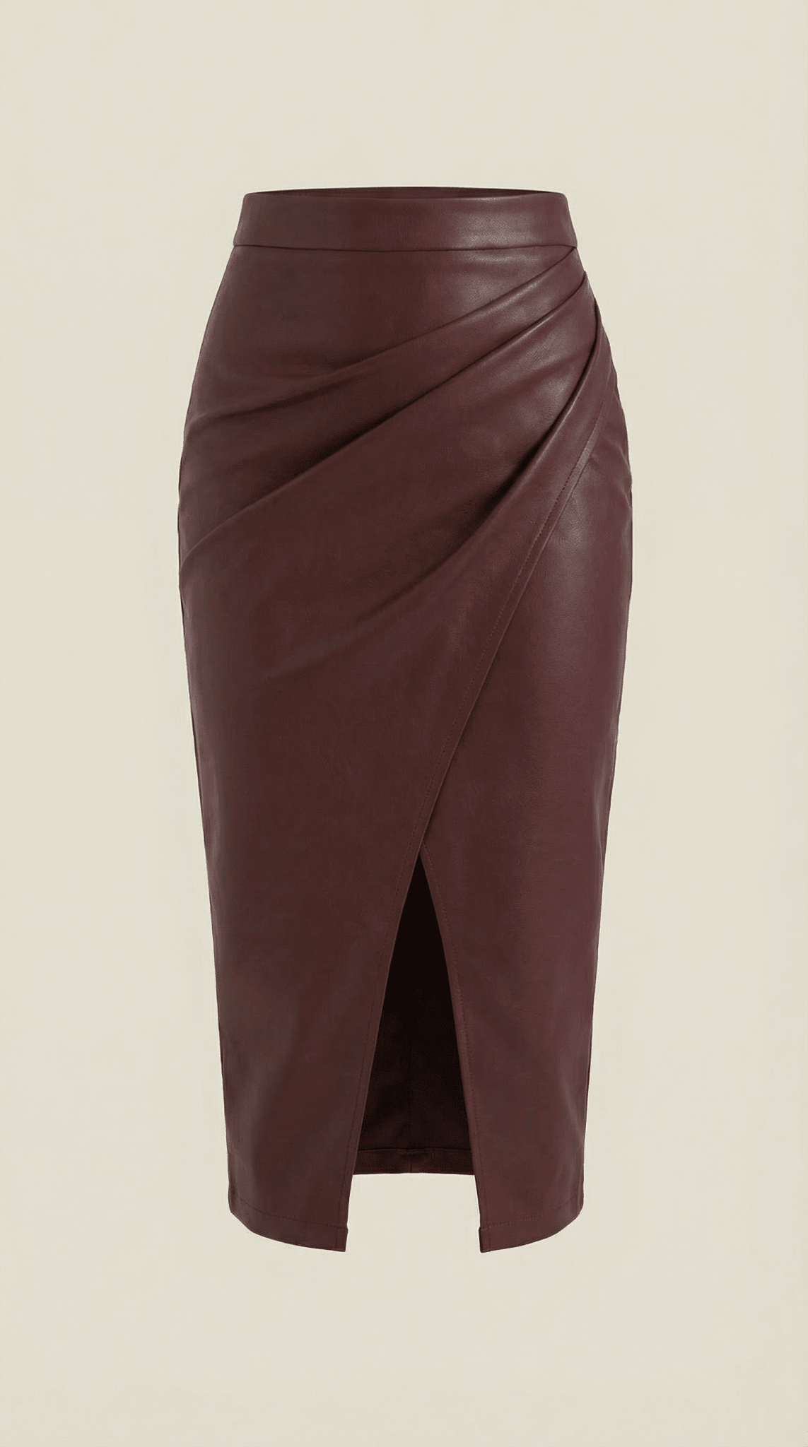 Women Midi Skirt Draped Design Front Slit Detail - Evergreen Outfits - Women Skirt