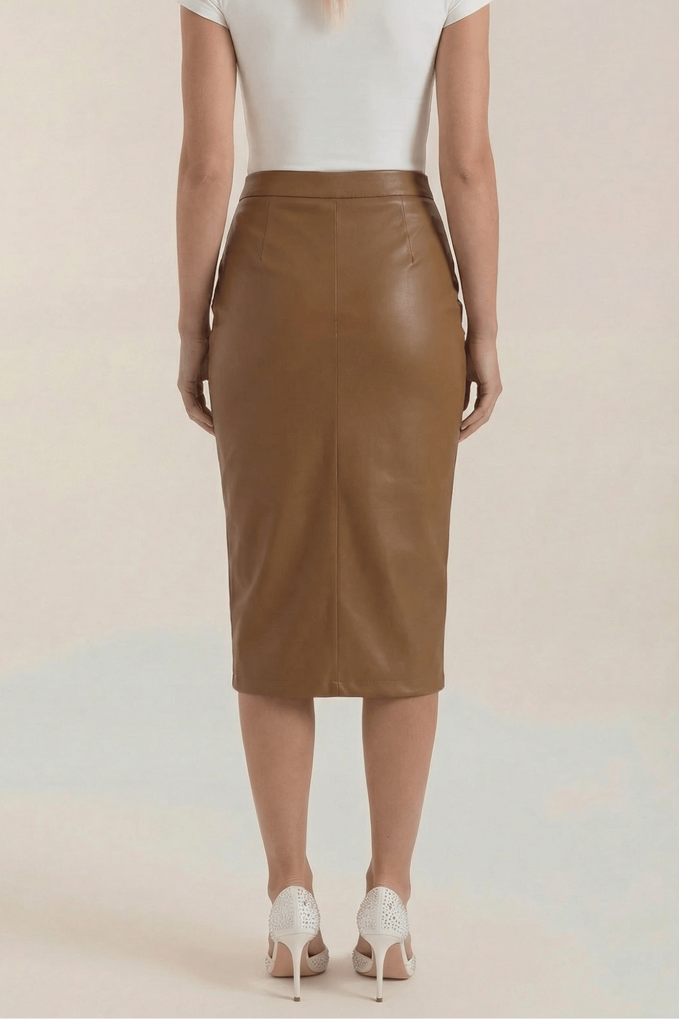 Women Midi Skirt Draped Design Front Slit Detail - Evergreen Outfits - Women Skirt