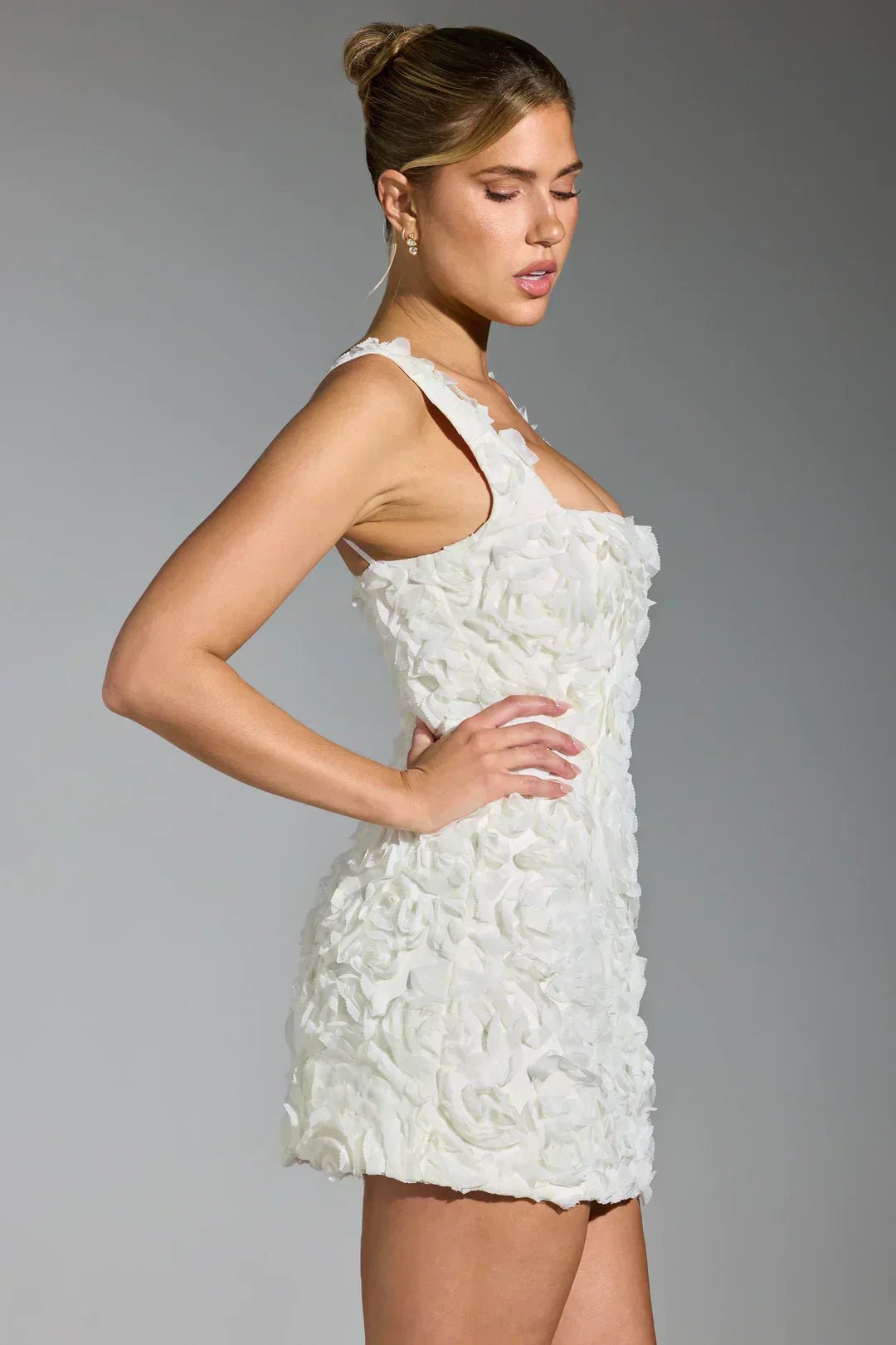 Women Mini Dress Corset Detail Floral Pattern Design - Evergreen Outfits - Women Mini Dress