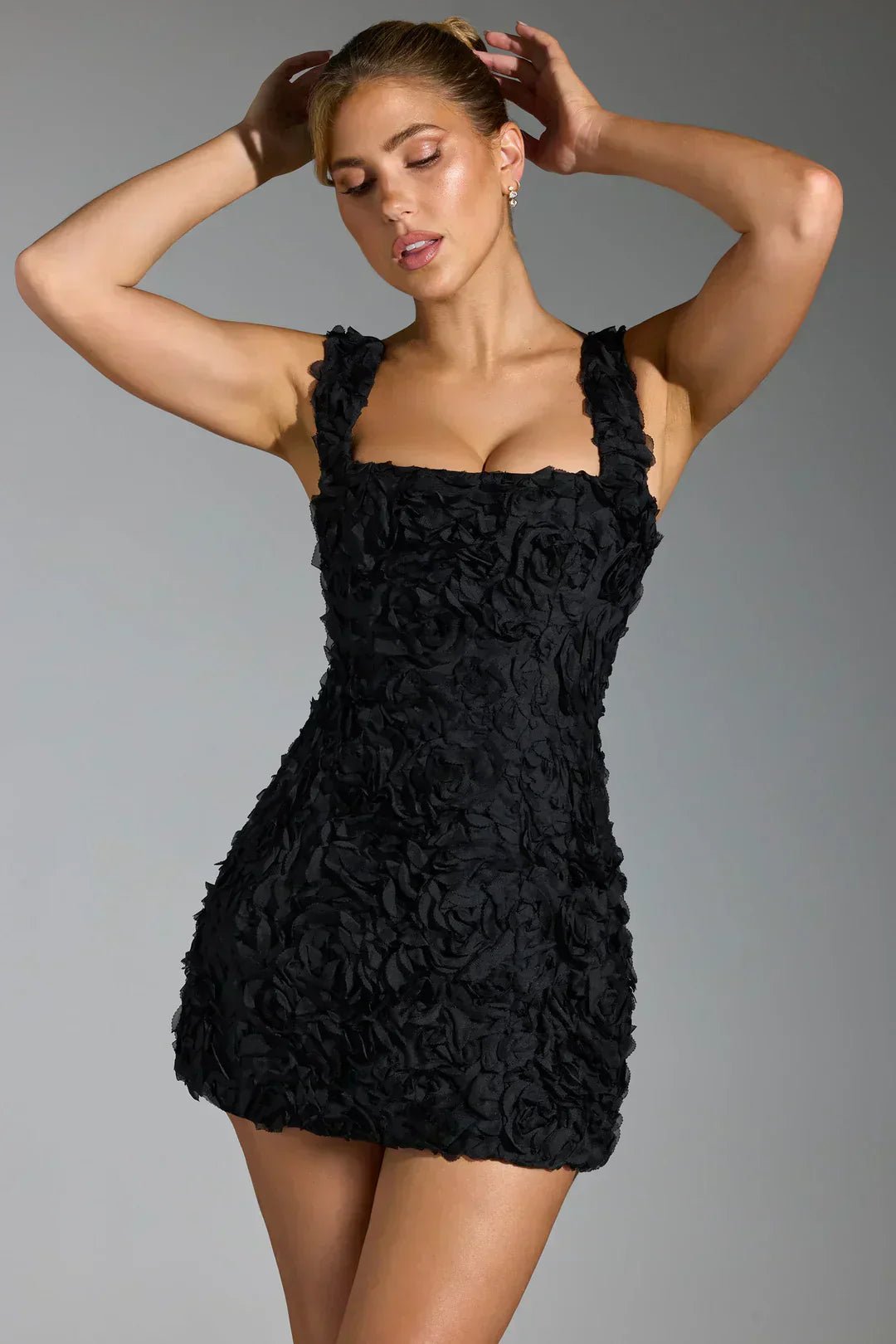 Women Mini Dress Corset Detail Floral Pattern Design - Evergreen Outfits - Women Mini Dress