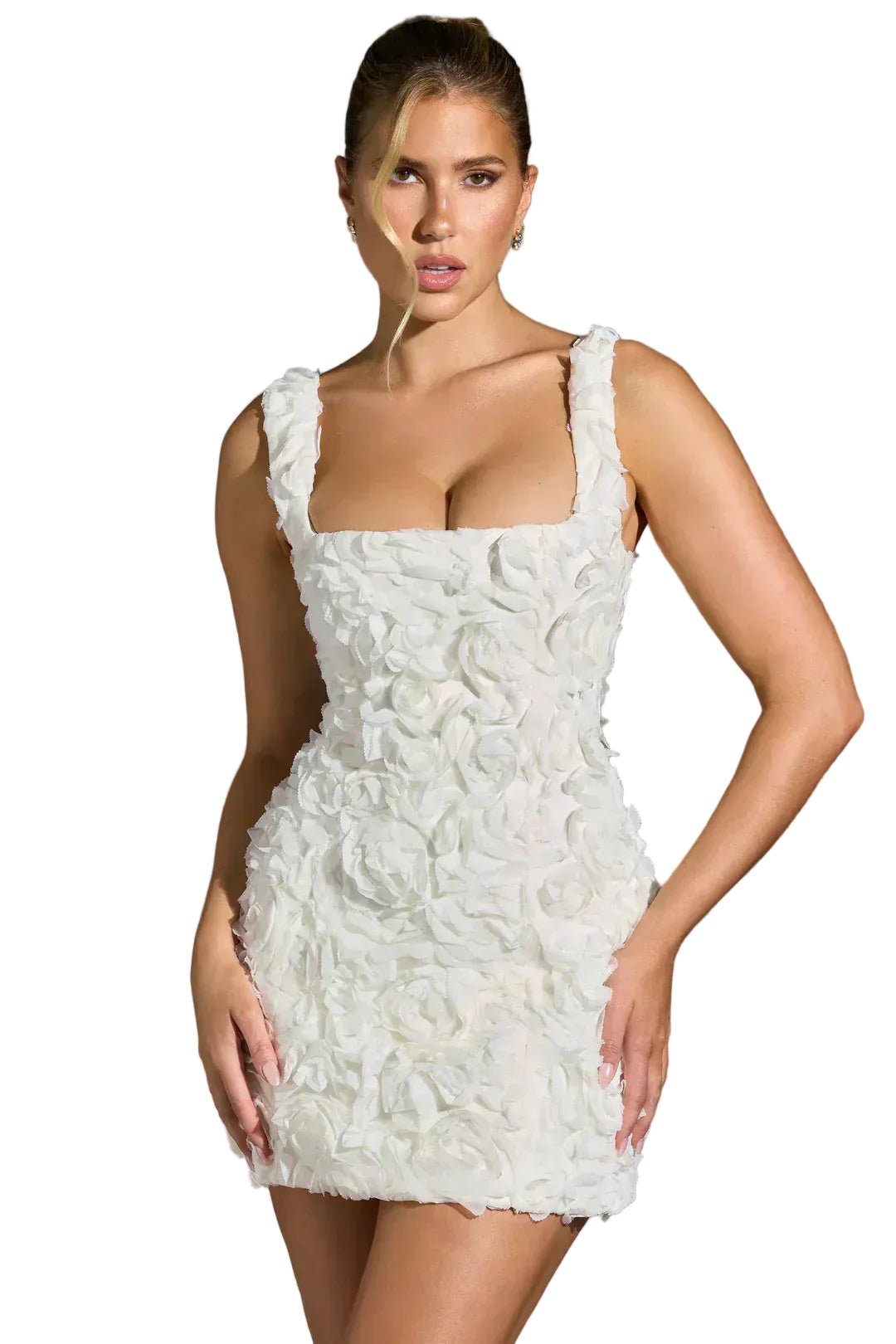 Women Mini Dress Corset Detail Floral Pattern Design - Evergreen Outfits - Women Mini Dress