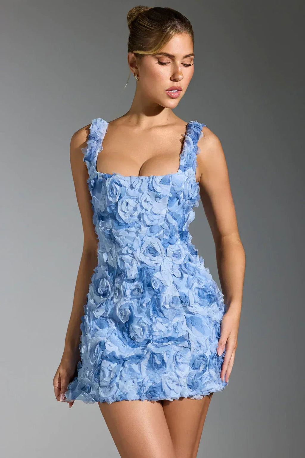 Women Mini Dress Corset Detail Floral Pattern Design - Evergreen Outfits - Women Mini Dress
