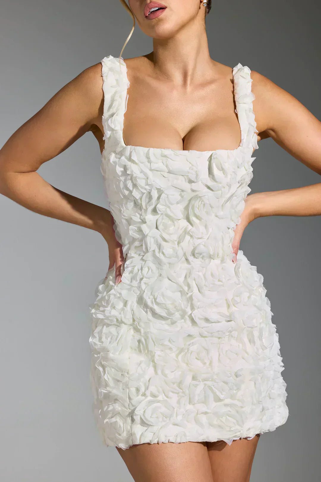 Women Mini Dress Corset Detail Floral Pattern Design - Evergreen Outfits - Women Mini Dress
