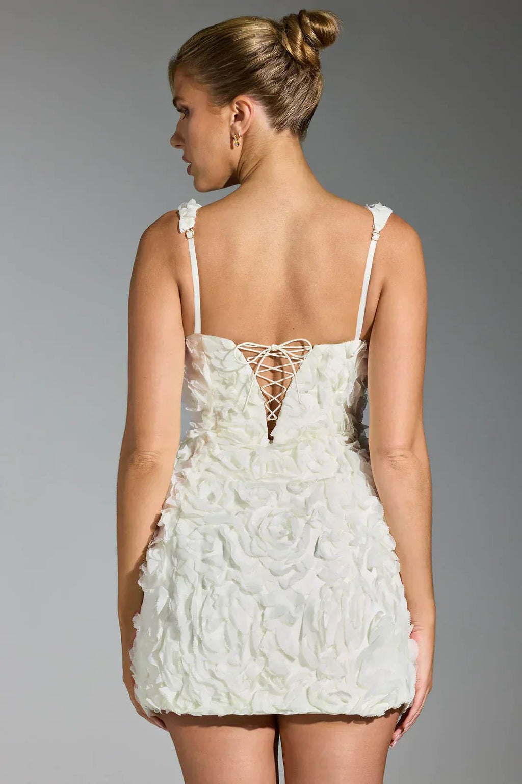 Women Mini Dress Corset Detail Floral Pattern Design - Evergreen Outfits - Women Mini Dress