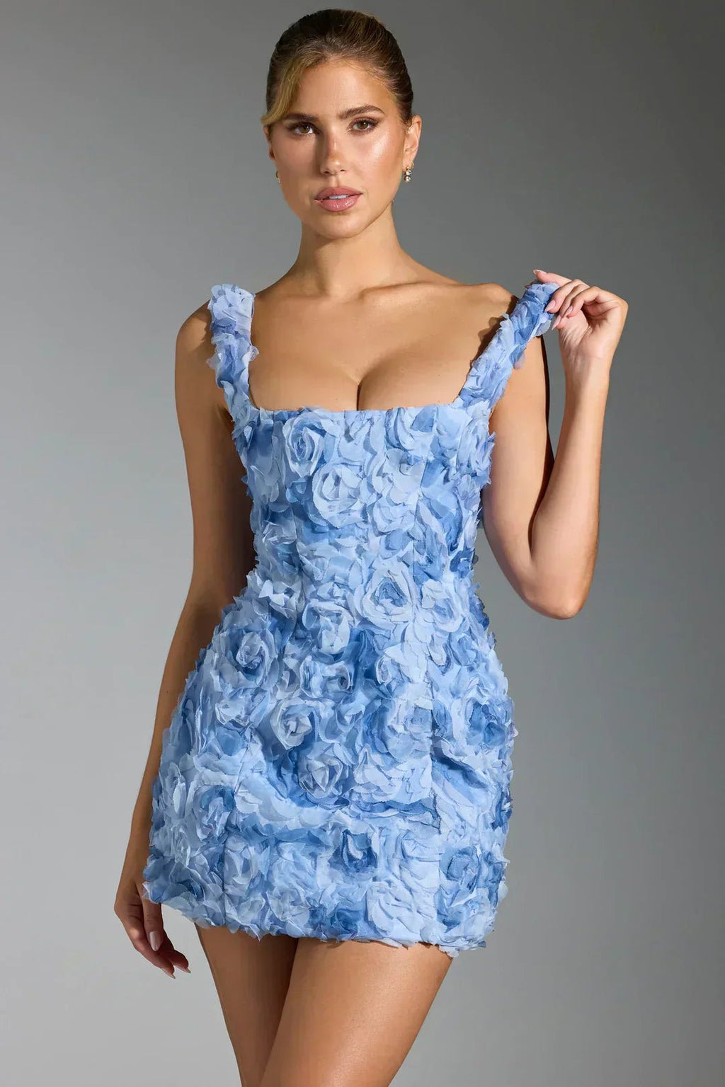 Women Mini Dress Corset Detail Floral Pattern Design - Evergreen Outfits - Women Mini Dress