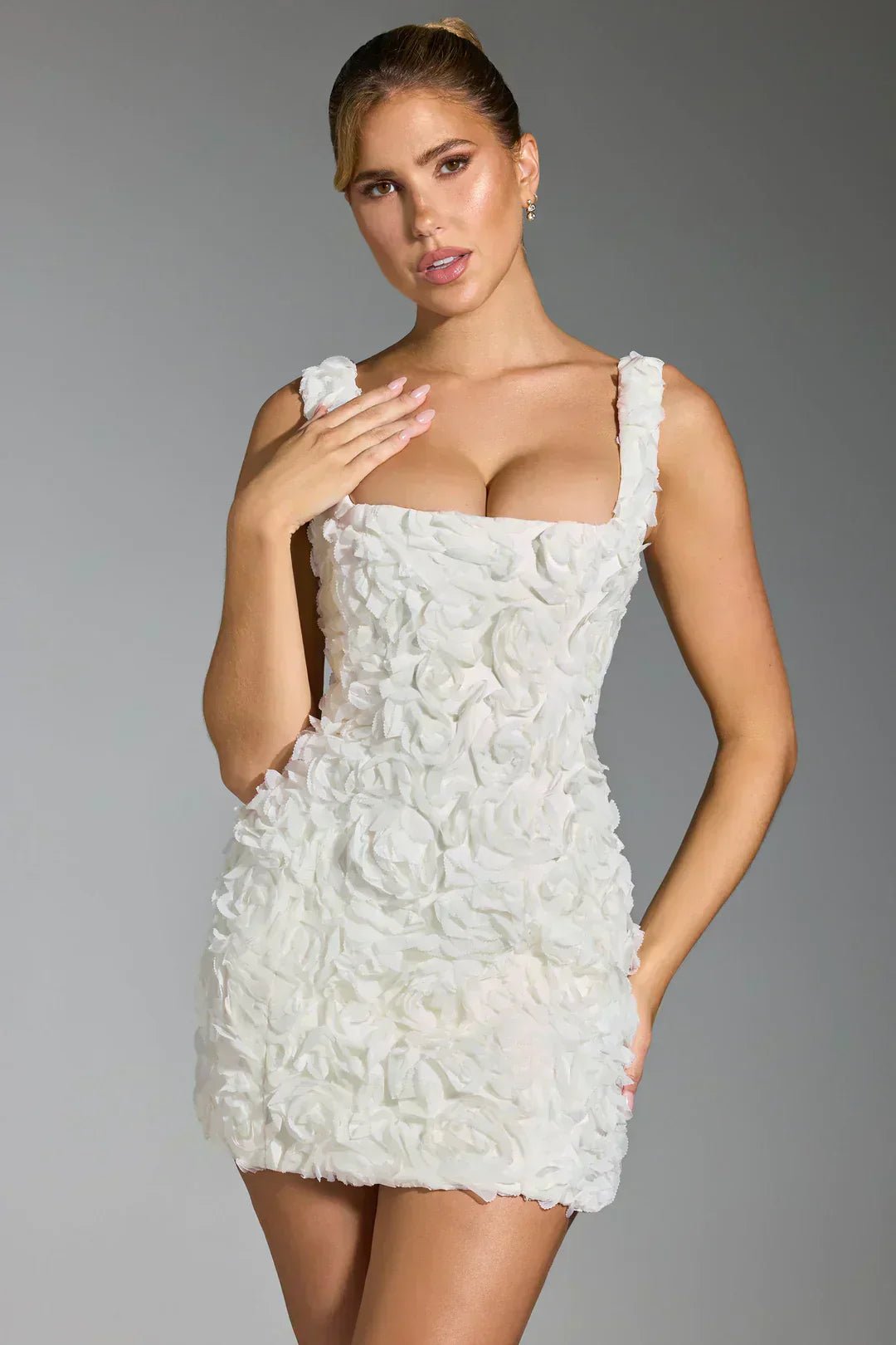 Women Mini Dress Corset Detail Floral Pattern Design - Evergreen Outfits - Women Mini Dress