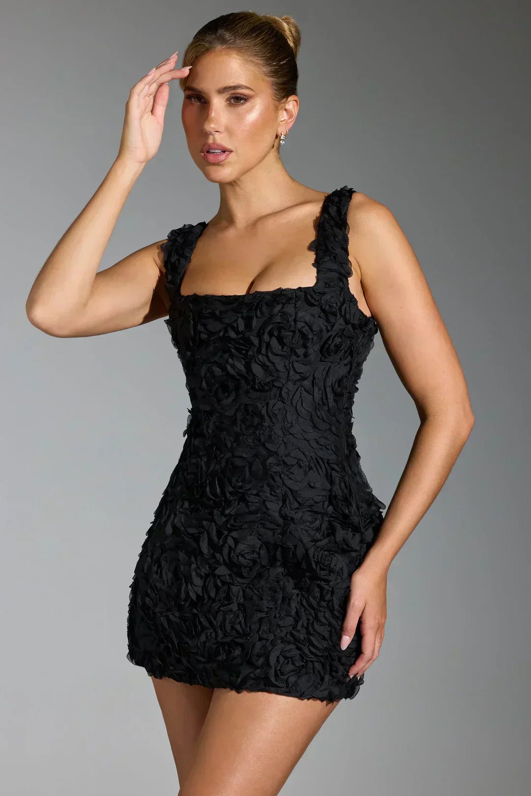 Women Mini Dress Corset Detail Floral Pattern Design - Evergreen Outfits - Women Mini Dress