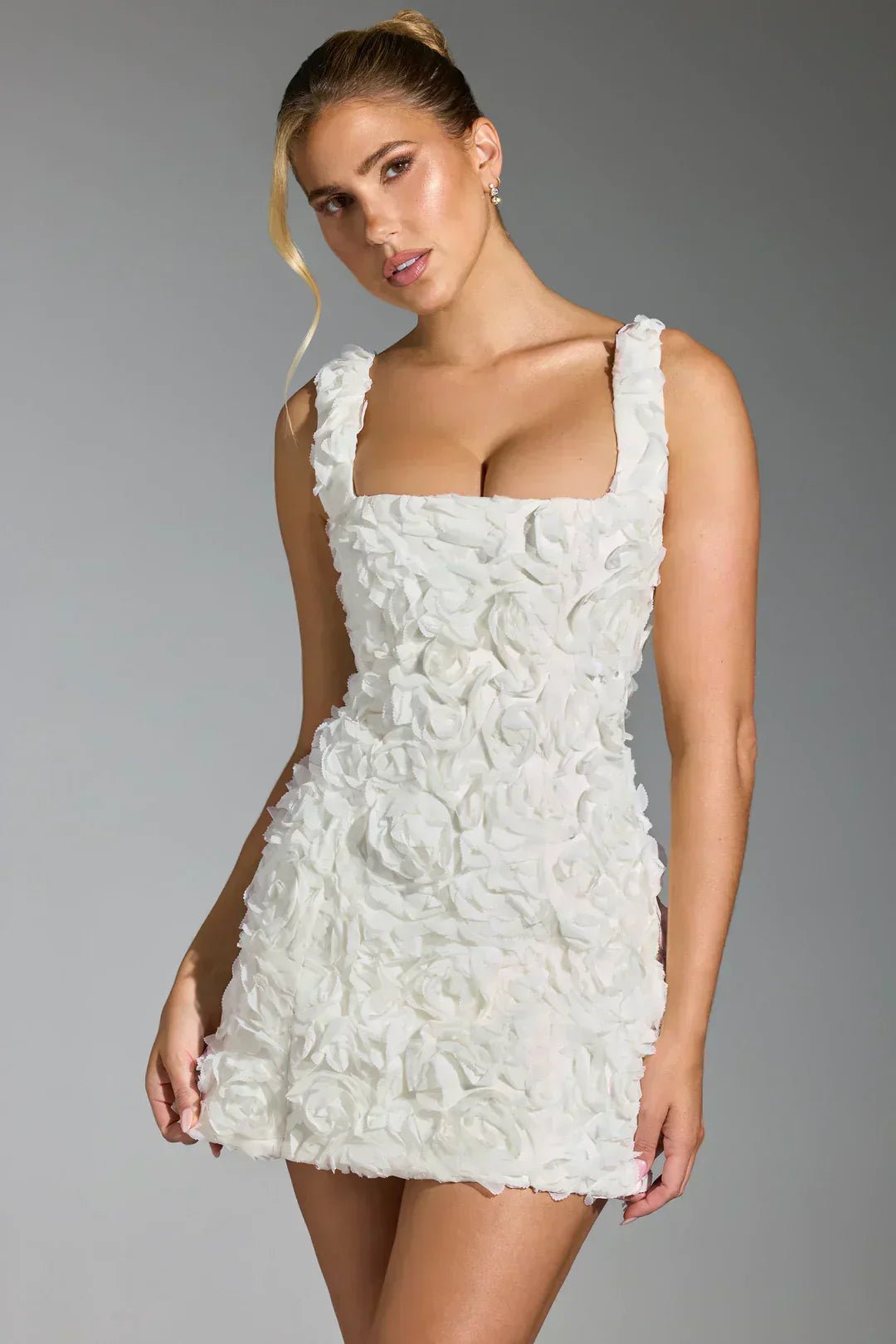 Women Mini Dress Corset Detail Floral Pattern Design - Evergreen Outfits - Women Mini Dress