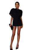 Women Mini Dress Draped High Shoulder Sleeveless Fitted - Evergreen Outfits- Women Mini Dress