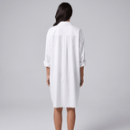 Women Mini Dress Loose Fit Long Sleeve Button Closure - Evergreen Outfits - Women Mini Dress