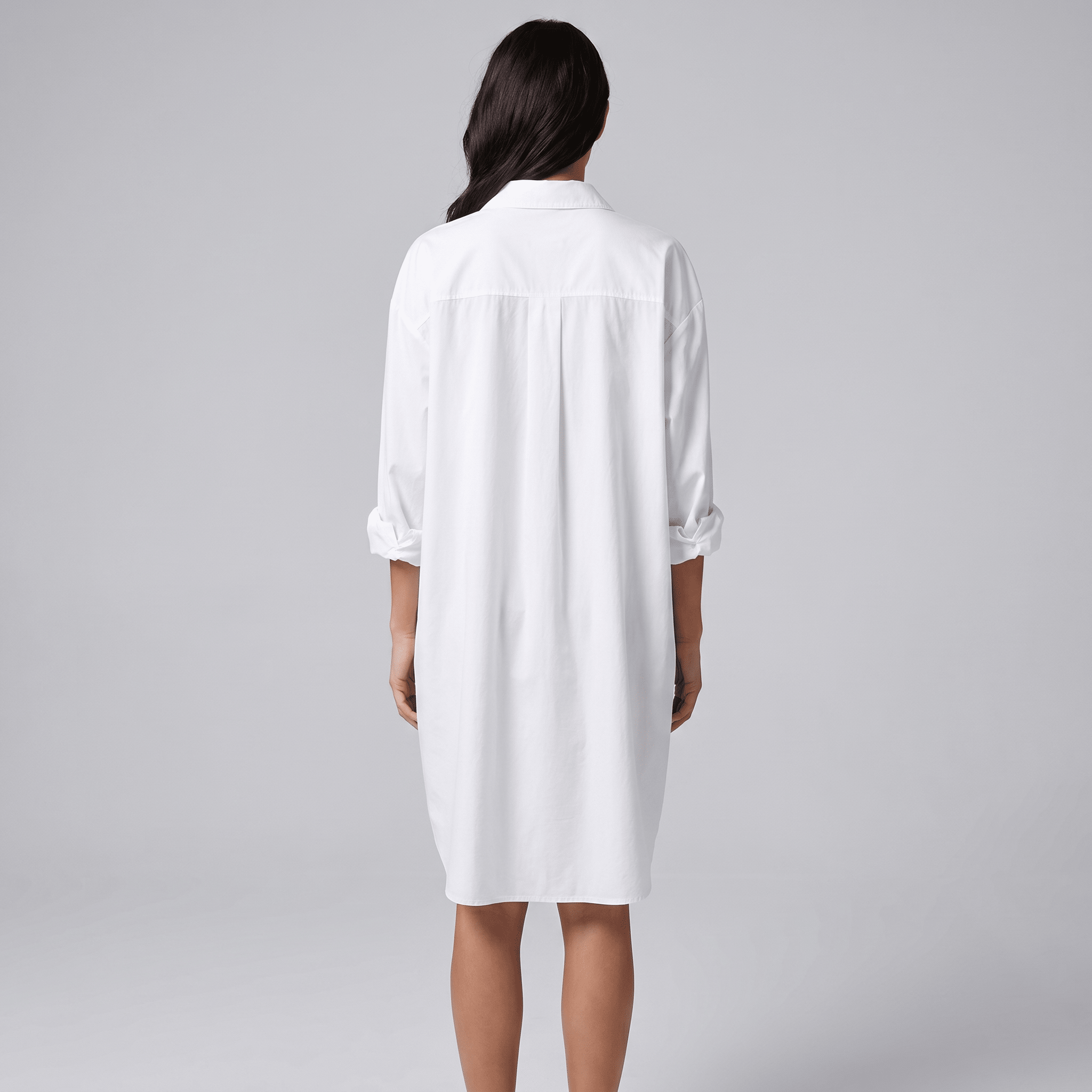 Women Mini Dress Loose Fit Long Sleeve Button Closure - Evergreen Outfits - Women Mini Dress