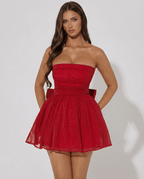 Women Mini Dress Strapless A - Line Backless Design - Evergreen Outfits - Women Mini Dress