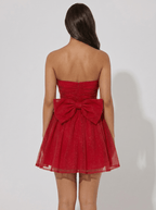 Women Mini Dress Strapless A - Line Backless Design - Evergreen Outfits - Women Mini Dress