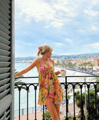 Women Mini Dress Tiered Floral Patchwork Print Design - Evergreen Outfits - Women Mini Dress