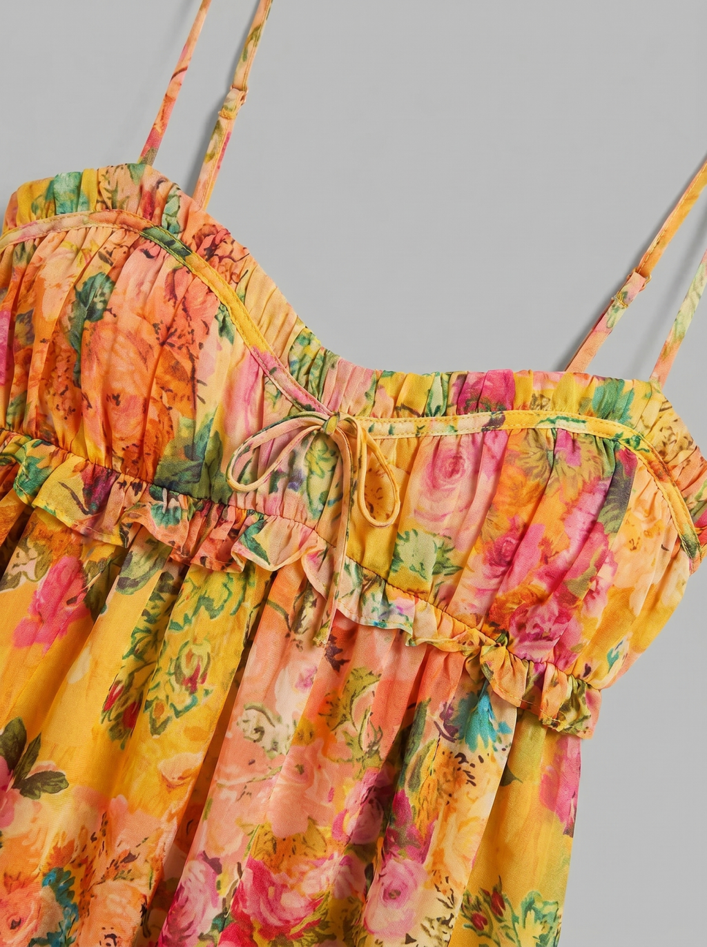 Women Mini Dress Tiered Floral Patchwork Print Design - Evergreen Outfits - Women Mini Dress