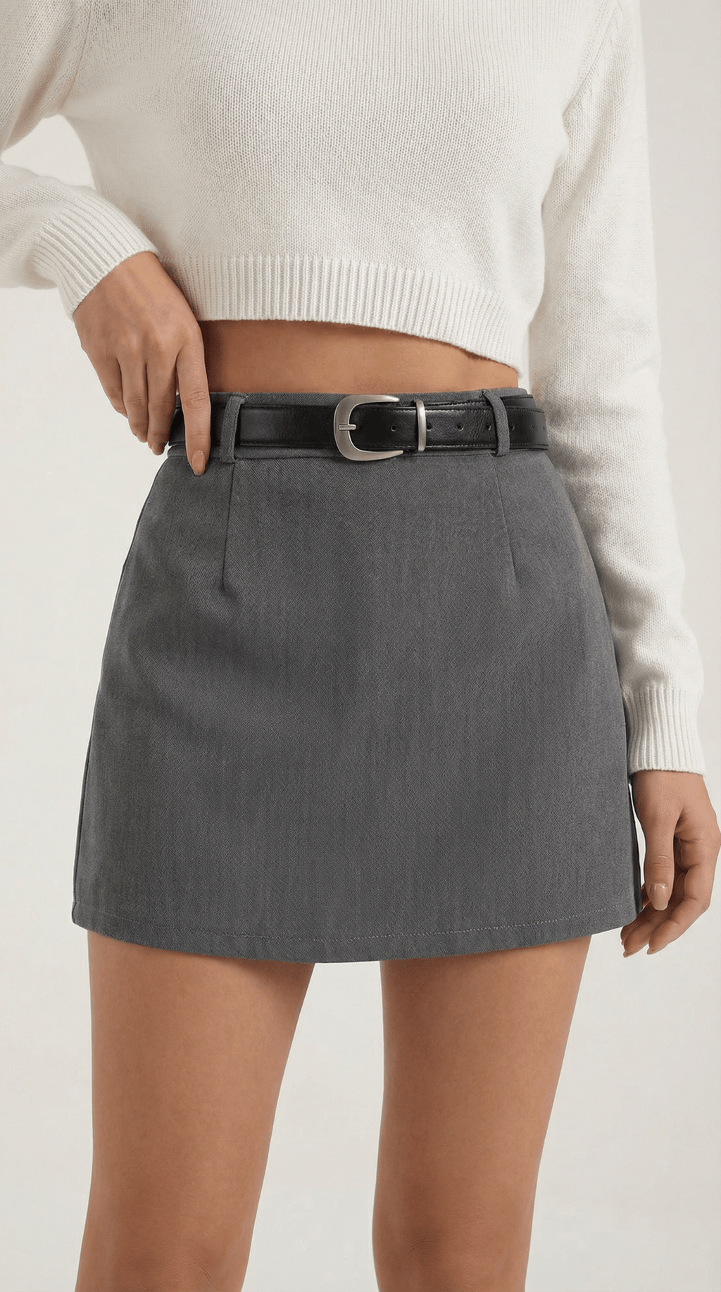 Women Mini Skirt High Waist A - Line Belted Closure - Evergreen Outfits - Women Skirt