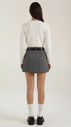 Women Mini Skirt High Waist A - Line Belted Closure - Evergreen Outfits - Women Skirt