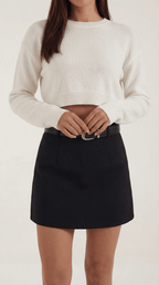 Women Mini Skirt High Waist A - Line Belted Closure - Evergreen Outfits - Women Skirt