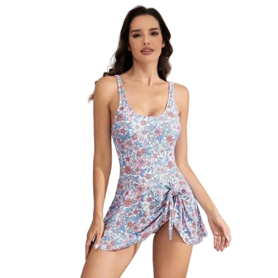 Women One Piece Swimsuit Tummy Control Swim Dress Style - Evergreen Outfits - Women Swimwear