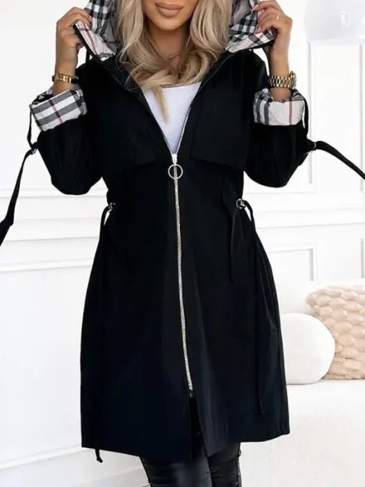Women Parka | Hooded Fit with Drawstring Waist Detail - Evergreen Outfits- Jackets