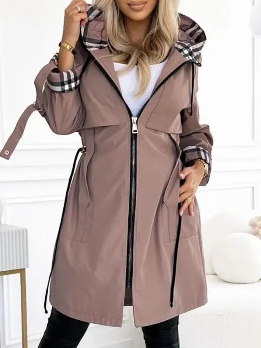 Women Parka | Hooded Fit with Drawstring Waist Detail - Evergreen Outfits- Jackets