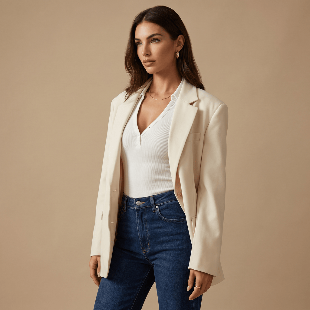 Women Polo Shirt Long Sleeve Fitted V Neck Button Closure - Evergreen Outfits - Women Poloshirt