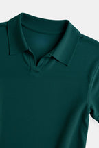Women Polo Shirt Short Sleeve Loose Fit V Neck Design - Evergreen Outfits - Women Poloshirt