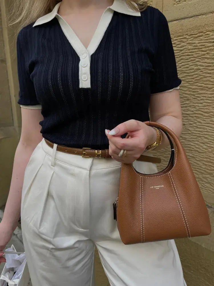 Women Polo Shirt Slim Fit Collared Bow Detail Design - Evergreen Outfits - Women Poloshirt