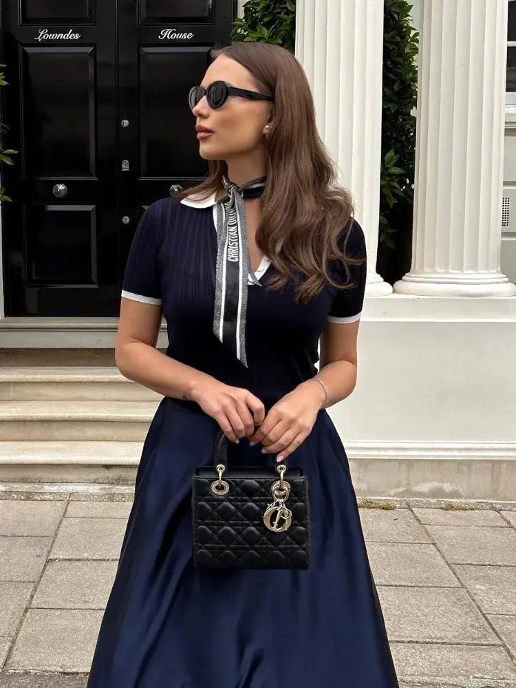 Women Polo Shirt Slim Fit Collared Bow Detail Design - Evergreen Outfits - Women Poloshirt