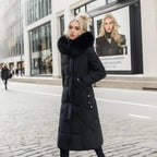 Women Puffer Jacket | Extended Length with Fur-Trimmed Hood - Evergreen Outfits- Jackets